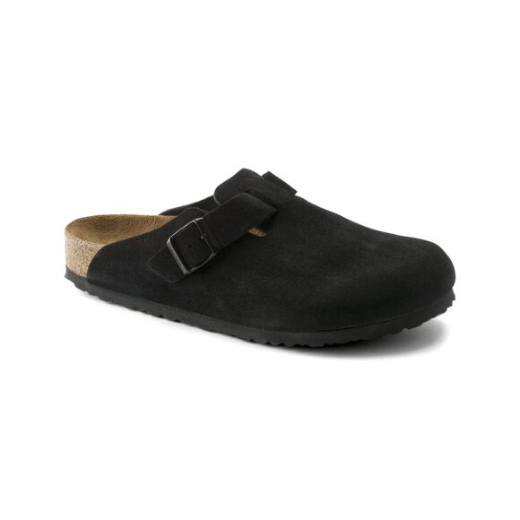 Birkenstock Boston Soft Footbed Suede Leather Black 0660473 Narrow - Picture 2 of 6